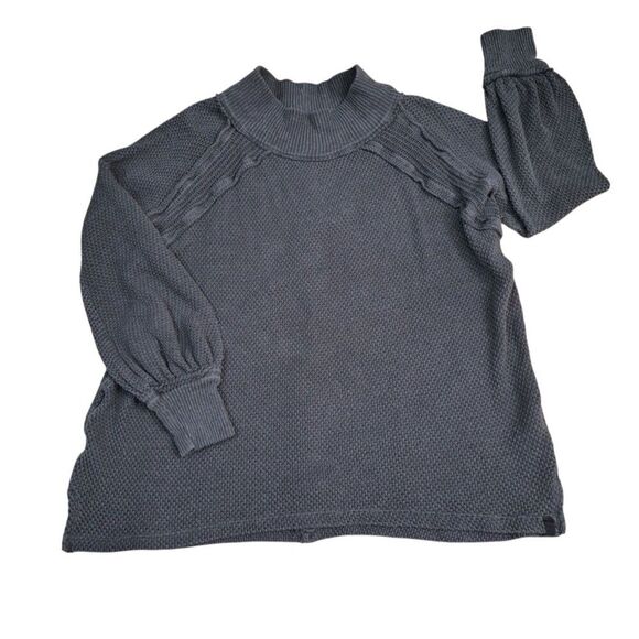 Free People Women's She's A Keeper Boho Top Charcoal Gray Long Sleeve Oversize S - Picture 3 of 9